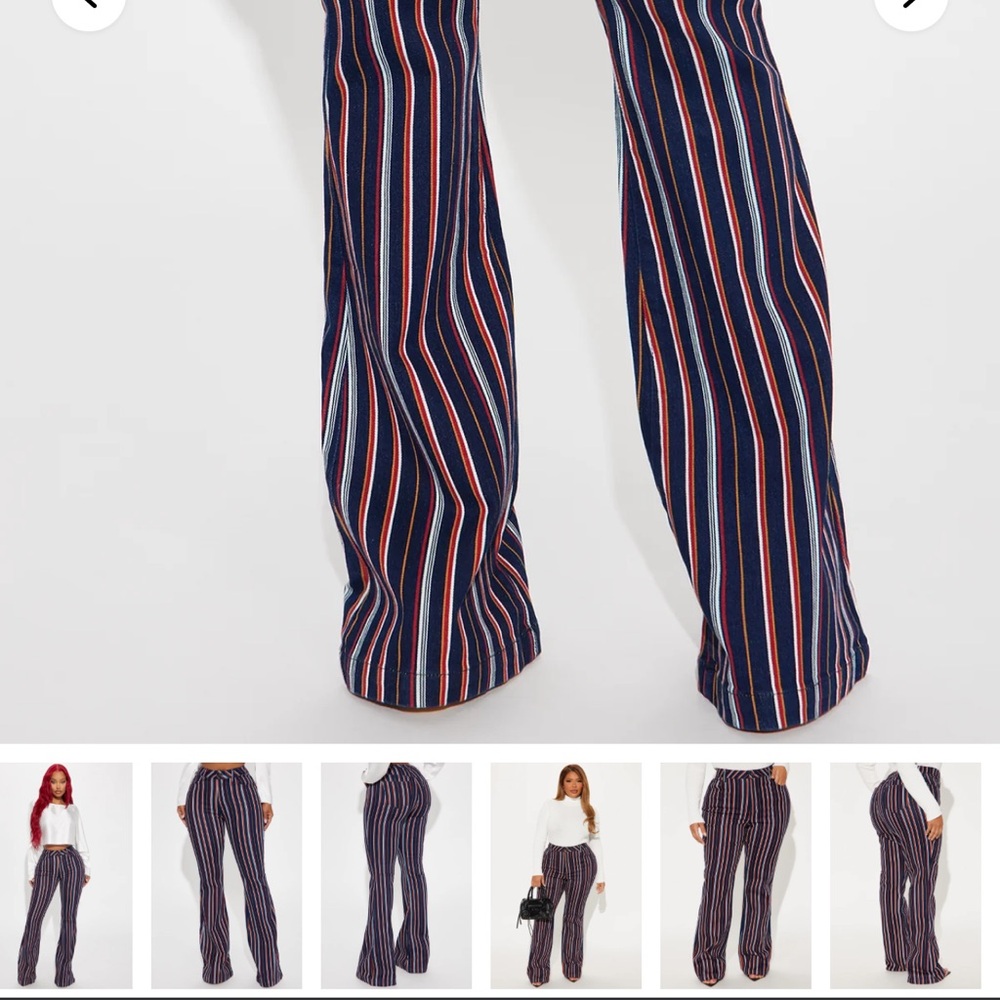 On My Game Striped Stretch Flare Jeans - Black/combo